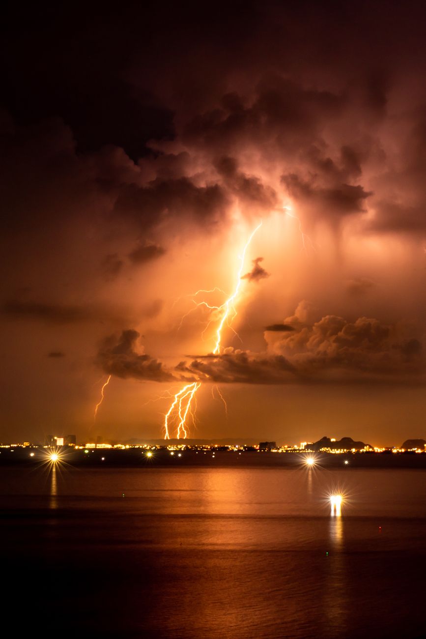 lightnings on sky at night