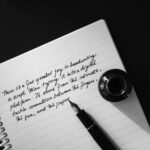 elegant handwriting with fountain pen on paper